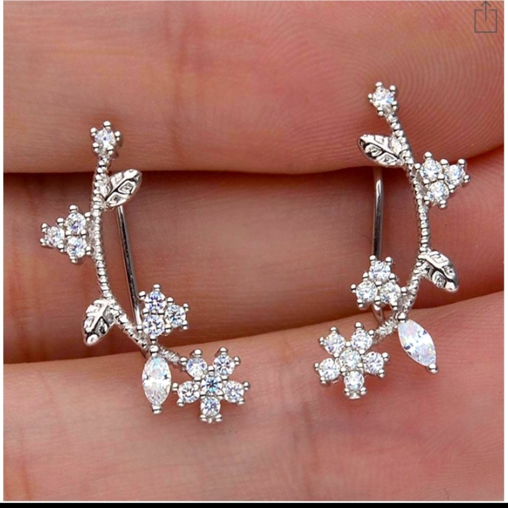 Cuff wedding flower earrings